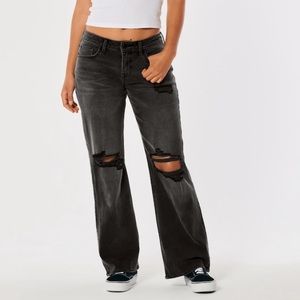 Low Rise Y2K Ripped Baggy Jeans Black